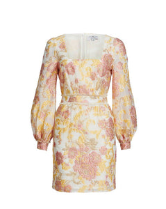 We Are Kindred Organza Mini Dress in Pink and Gold Floral