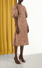 Pre Loved Zimmermann Concert  Day Midi Dress in Leopard Print